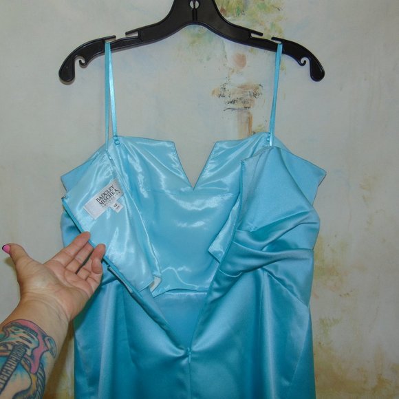 BADGLEY MISCHKA Pleated Baby Blue Cocktail/Special Occasions Dress Strapless 12 - Picture 4 of 9
